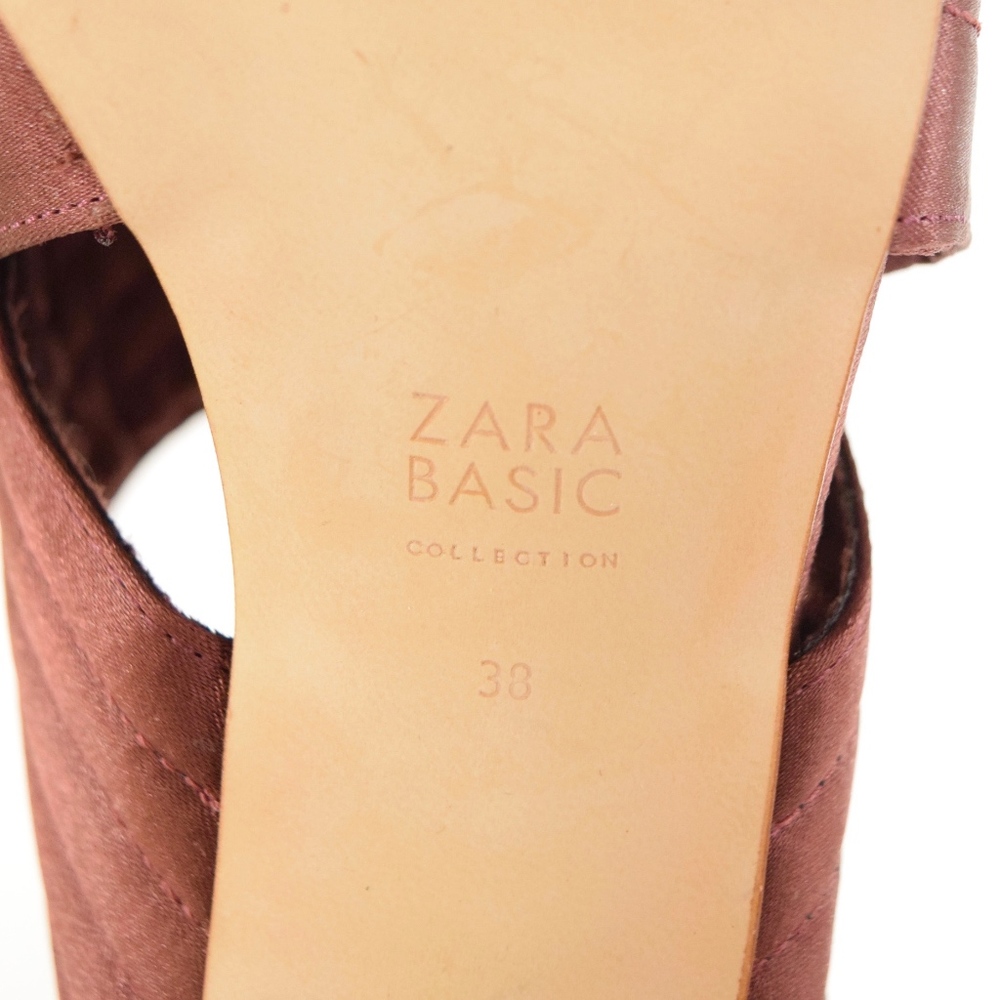 ❌SOLD❌ZARA Burgundy Satin Sling-Back Pumps - Picture 6 of 7